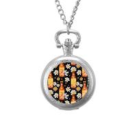 Hawaiian Beer Flowers Vintage Pocket Watch with Chain Arabic Numerals Scale Quartz Pocket Watches Gifts for Men Women