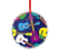 Hawaiian Beginner Ukulele Glass Ornament Crystal Hanging Decoration for Christmas Tree Holiday Party