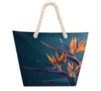 Hawaiian Birds of Paradise Hemp Rope Handbag Big Capacity Tote Bag | Waterproof,Weekender Bags,Shoulder Purse for Beach Dating Travel