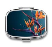 Hawaiian Birds of Paradise Portable Pill Box Medicine Organizer | 2 Compartment,Square Pill Organizer,Pill Case for Home Travel Outdoor