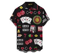 Hawaiian Bowling Shirts for Men Short Sleeve Printed Regular Fit Summer Beach Casual Button Down Aloha Shirts, Hawaiian Las Vegas Casino, XL