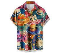 Hawaiian Bowling Shirts for Men Short Sleeve Printed Regular Fit Summer Beach Casual Button Down Aloha Shirts, Cinco De Mayo-02, Medium