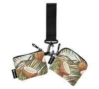 Hawaiian Brown Coconut Women's Card Cases Change Holder Slim Detachable Card Organizer Purse with Zipper Pocket for Woman 2 Pcs de crédito para Hombre