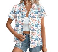 Hawaiian Button Down Shirts Women Sale,Summer Floral Printed Short Sleeve Blouses 2025 Trendy Loose Lapel Soft Cool Beach Vacation Tops Boho Going Out Tunic Tees Pullovers Plus Size S-XXL