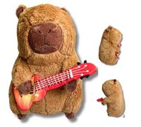 Hawaiian Capybara Plush Toy - Cute Capybara Soft Teddy with Guitar, Surfboard & Hawaiian Shirt - Kawaii Animal Plushie Gift for Kids & Adults (Capybara 14.5 Red Guitar)