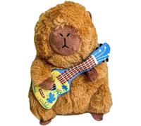 Hawaiian Capybara Plush Toy - Cute Capybara Soft Teddy with Guitar, Surfboard & Hawaiian Shirt - Kawaii Animal Plushie Gift for Kids & Adults (Capybara 9.5 Blue Guitar)