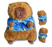 Hawaiian Capybara Plush Toy - Cute Capybara Soft Teddy with Guitar, Surfboard & Hawaiian Shirt - Kawaii Animal Plushie Gift for Kids & Adults (Capybara 9.5 Blue Shirt)