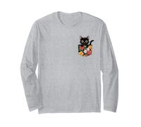Hawaiian Cat in Pocket Shirt for Women Men Cute Cats Lover Long Sleeve T-Shirt