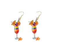 Hawaiian Cocktail Drink Earrings Bohemia Colorful Cute Flamingo Pineapple Wineglass Drop Dangle Earrings for Women Summer Beach Party Vacation Earrings Holiday Jewelry Gift, Acrylic Metal, Agate