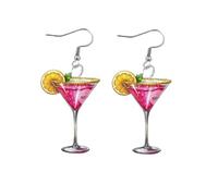 Hawaiian Cocktail Drink Earrings for Women Champagne Wineglass Dangle Earrings Bohemia Tropical Fruit Wine Bottle Acrylic Drop Earrings Summer Beach Party Vacation Jewelry Gifts, Acrylic, No Gemstone