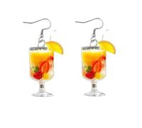 Hawaiian Cocktail Drink Earrings for Women Champagne Wineglass Dangle Earrings Bohemia Tropical Fruit Wine Bottle Acrylic Drop Earrings Summer Beach Party Vacation Jewelry Gifts, Acrylic, No Gemstone