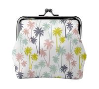 Hawaiian Coconut Tree Coin Purse, Kiss-lock Change Purse Wallets, Small PU Leather Coin Purse for Women