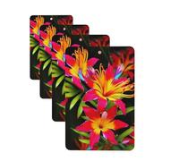 Hawaiian Colorful Flower Car Air Fresheners Cards 4 Pcs Hanging Fragrance Scented Cards Long-Lasting Car Aromatherapy Tablets for Wardrobe Bathroom Car Interior Mirror Pendant Gifts