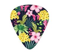 Hawaiian Colorful Flower Fashion Colour Guitar Picks 12 Pack, For Acoustic Guitar Electric Guitar Ukulele