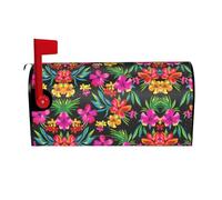 Hawaiian Colorful Flower Magnetic Mailbox Cover Mailbox Protector Letter Box Flap Easy Install No Tools 21x18 In