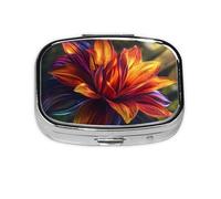 Hawaiian Colorful Flower Mini Pill Box Metal Travel Medicine Organizer with 2 Compartments Pocket-Sized Pill Container