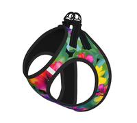 Hawaiian Colorful Flower Print Reflective No Choke Pet Vest Harness,Adjustable Soft Padded Dog Harness With Easy Control Handle