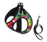 Hawaiian Colorful Flower Print Reflective No Choke Pet Vest Harness,Adjustable Soft Padded Dog Harness With Easy Control Handle