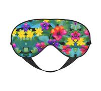 Hawaiian Colorful Flower Print Soft Eye Mask for Women Men Comfortable with Adjustable Strap for Travel Yoga Nap Shift Work
