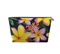Hawaiian Colorful Flower Printed Travel Cosmetic Bags with Silver Zipper Makeup Organizer Cosmetic Case Toiletry Bag for Women Mom Girls