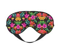 Hawaiian Colorful Flower Printing Reversible Design Sleep Mask, Ideal for Camping, Meditation & Shifts, Snug Fit,No Light Leakage