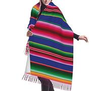 Hawaiian Colorful Flower Printing Women's Fall Winter Scarf Classic Warm Soft Chunky Large Blanket Wrap Shawl Scarves, Colorful Mexican Stripes, One size