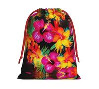 Hawaiian Colorful Flower Ultra Soft Velvet Gift Bag, Comfortable To The Touch, Reusable
