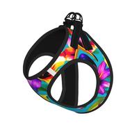 Hawaiian Colorful Flowers Print Reflective No Choke Pet Vest Harness,Adjustable Soft Padded Dog Harness With Easy Control Handle