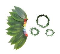 Hawaiian Costume for Women - Hawaiian Headband Wristbands - Realistic Leaf Design Breathable Lightweight Headband Wristband for Vacation Graduation Birthday Celebration Retirement Party