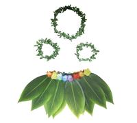 Hawaiian Costume - Hawaiian Skirt Set | Tropical Wristband Headband Breathable Leaf Dresses, Men And Women Outfit Flower Wreath for Vacation Photo Props Graduation Summer Festival Resort Wear