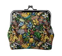 Hawaiian Culture Symbols Coin Purse, Kiss-lock Change Purse Wallets, Small PU Leather Coin Purse for Women