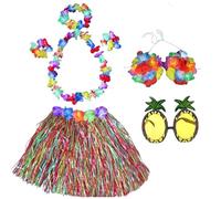 Hawaiian Fancy Dress,hawaiian Fancy Dress Women, 1 Grass Skirt, 4 Garlands, 1 Adult Corset, 1 Pineapple Sunglasses, Perfect for Beach Parties, Summer Vacations
