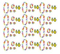 Hawaiian Fancy Dress Set | 5-Piece Tropical Party Accessories | Pineapple Sunglasses & Multi-Coloured Flower Lei Garland | Beach, Luau & Summer Theme Costume (12 Sets)