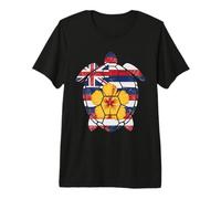 Hawaiian Flag Sea Turtle Pidgin Hawaii Hibiscus Flower Premium T-Shirt