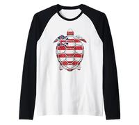 Hawaiian Flag Sea Turtle Pidgin Hawaii Raglan Baseball Tee