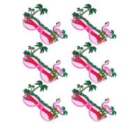 Hawaiian Flamingo Eyewear 6pcs Novelty Coconut Tree Costume Glasses | Lenses, Ac and PC Build, Tropical Novelty Style, for Tiki Bars, Birthdays and Photo