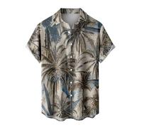 Hawaiian Floral Shirts for Men - Tropical Holiday Beach Shirts Cool Short Sleeve Shirt Dress Shirts Non Iron Shirt Button Down Shirt Hawaiian Fancy Shirts Summer Short-Sleeve Print Shirt Dark Gray