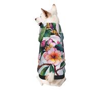 Hawaiian flower art print Printed Dog Hoodie Soft Dog Sweatshirt Cute Cat Dog Clothes for Small Dogs Kitten Puppy, M