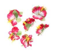 Hawaiian Flower Barrette Plastic Cloth Pink Hair Clip 6pcs for Women | Sweet Young Design, Flower Shape, Easy to Use and Comfortable, for Prom or Luau Party