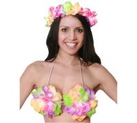 Hawaiian Flower Bra Fancy Dress Party Accessory Perfect for Any Tropical Hawaii Party - Hawaii Beach Festival Hula Bra Luau Hawaiian LEI Garland Bra - Pack of 6