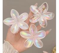 Hawaiian Flower Claw Clips - 3-Pack Tropical Jaw Clips for Women, Strong Hold for Thick or Fine Styles - Choose Your Favorite Colors (Design 3, One Size)