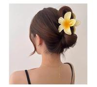 Hawaiian Flower Hair Claw Clip, Plumeria Design, Large Size for Women Large Size for Thick Hair, Yellow