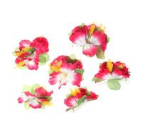 Hawaiian Flower Hair Clip 6pcs Pink Plastic Cloth Flower Shape | Women’s Sweet Young Design, Easy to Use and Comfortable to Wear, Luau Party and Summer Picnic