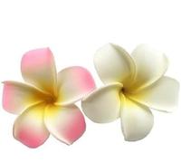 Hawaiian Flower Hair Clips, 2Pcs Foam Plumeria Flower Clips for Women Girls White Yellow Floral Hairpins for Bridal Wedding Party Beach Vacation