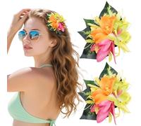 Hawaiian Flower Hair Clips for Women - 2 PCS Artificial Tropical Orchid Hairpin Hawaii Floral Hair Accessories for Women Girls Leis Luau Party Costume Beach Pool Vacation Headwear Decorations