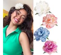 Hawaiian Flower Hair Clips for Women 4PCS, 3.5 Inches Artificial Tropical Hair Clip Hibiscus Clips Beach Vacation Party Boho Hair Accessories for Women Girls