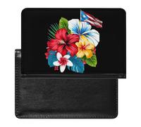 Hawaiian Flower PR State Flag Passport Holder Travel Wallet Cover Case with Card Slot Organiser for Men Women