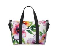 Hawaiian Flower Print 1 Print Travel Duffel Bag, Lightweight Water-Resistant Weekender Spacious Gym & Travel Bag for Men, Women & Teens