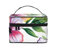 Hawaiian Flower Print 1 Printed Travel Makeup Bag Spacious Portable Cosmetic Organiser with Handle, Large Capacity Toiletry Bag, Gift for Women Girls