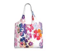Hawaiian Flower Print Aesthetic Tote Bag For Girls : With Full-Page Printing For Women Lady Canvas Polyester Tote Bag